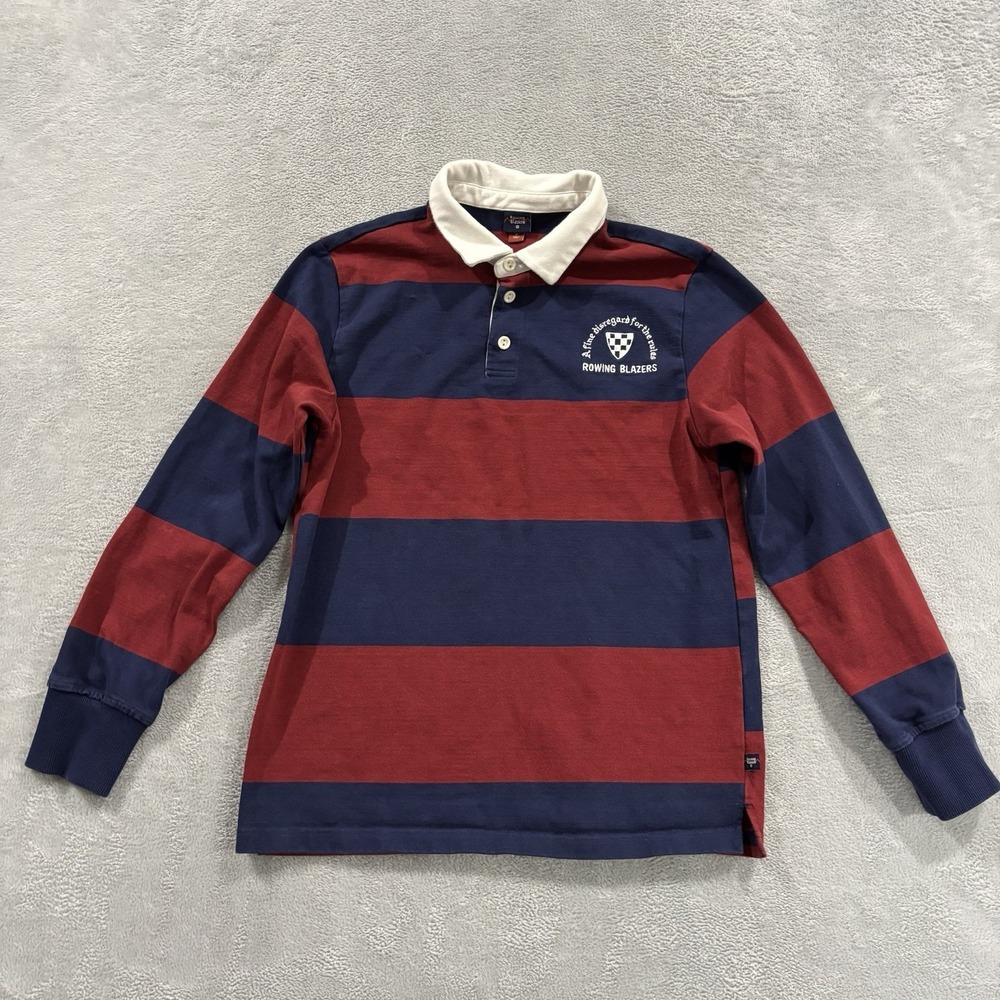 Rowing Blazers Polo Rugby Shirt Long Sleeve Men M Red Blue Stripe Vintage Y2K